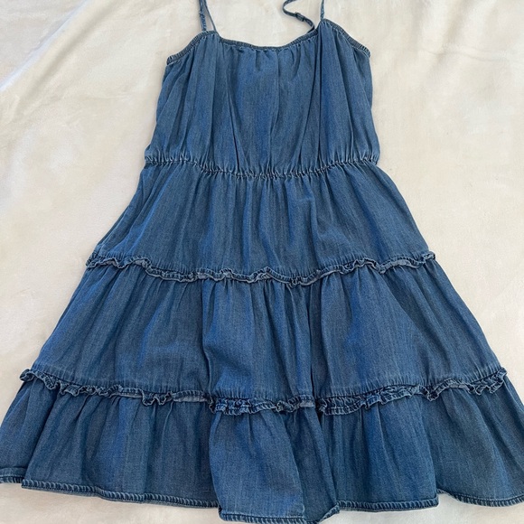 Express Ruffle Denim Dress - Picture 2 of 4